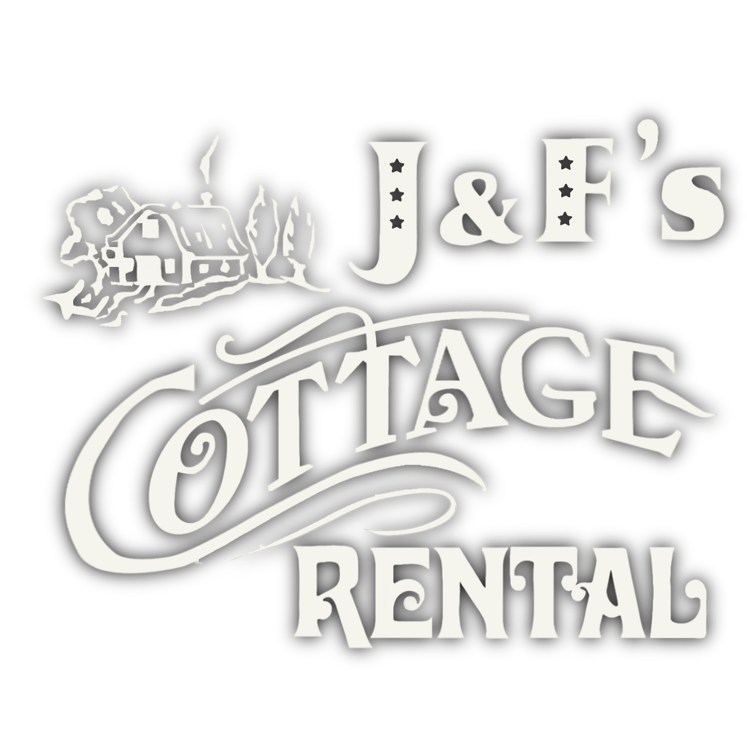 J & F's cottage rental logo light color with drop shadow